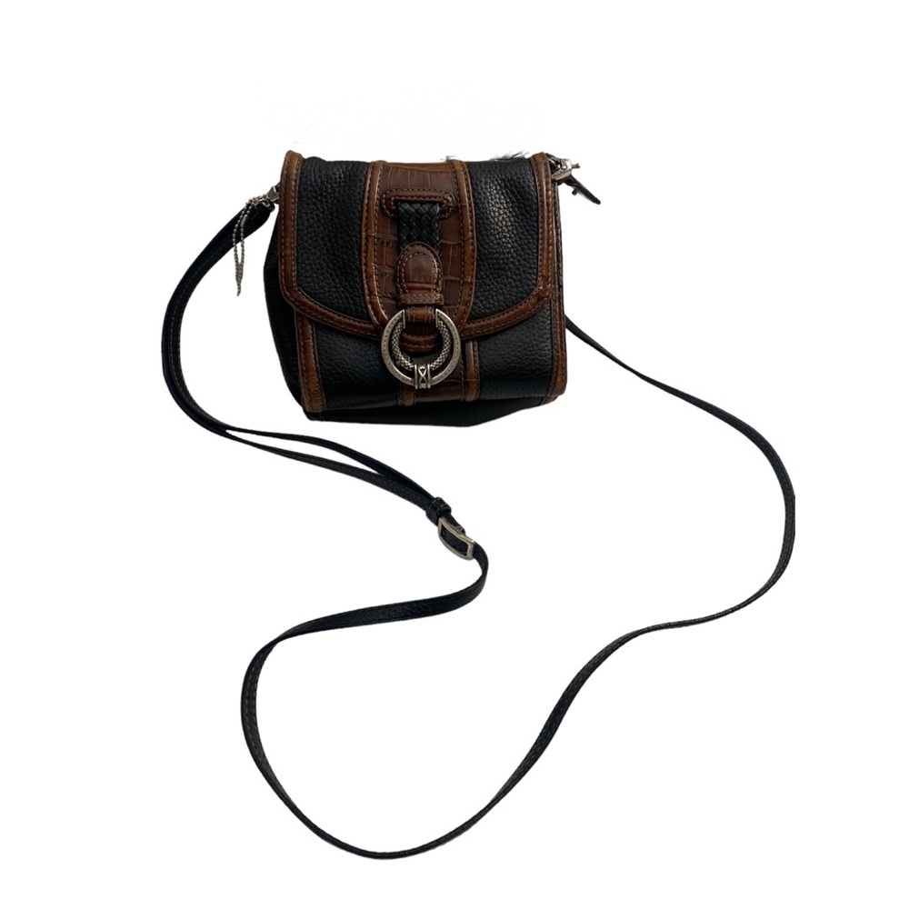 Brighton Women's  Brown/Black  Pebbled Leather Crossbody Carry  All Purse